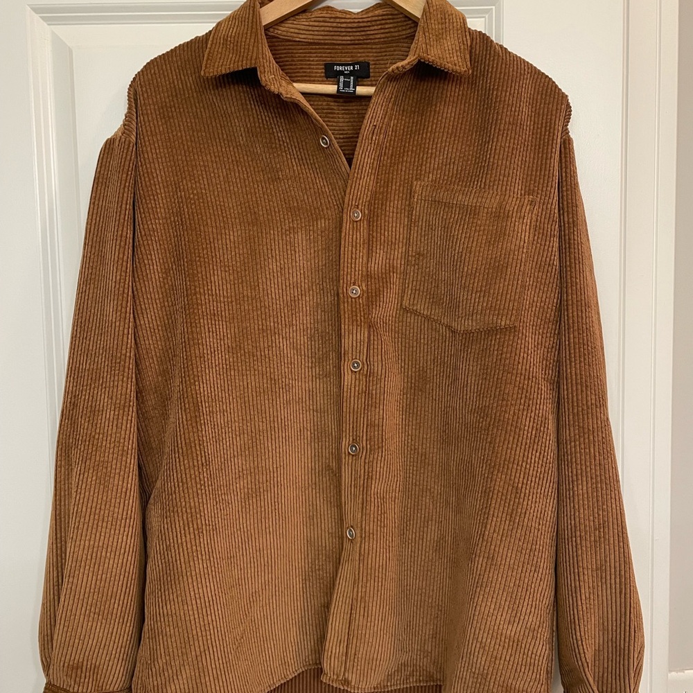 Forever 21 Corduroy Button-Up Shirt in Brown